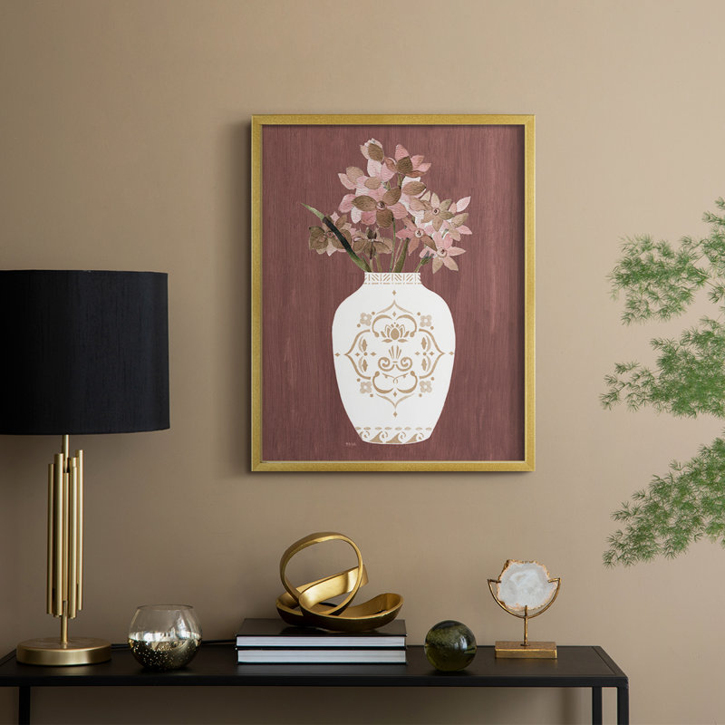 Romantiques fleurs I, reproduction encadrée - bois massif, Doré