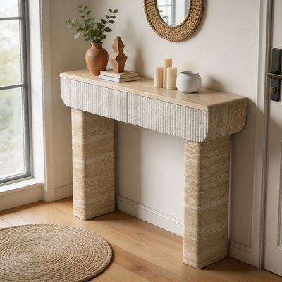 Table de 47,2 pouces en bois avec 2 tiroirs cachés