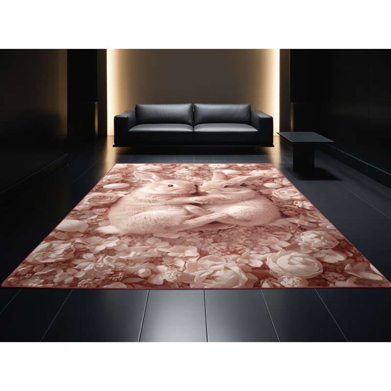 Soft Plush Esser Easter Modern & Contemporary Abstract Area Rug in Brown – Rose Binding, 6x9