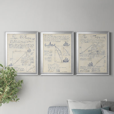 «Nautical Journal IV», ensemble de 3 impressions sur toile encadrées
