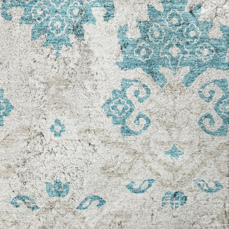 Tapis vintage Dream Shag ADS759 lavable à la machine de qualité supérieure, Teal, 3' x 5'