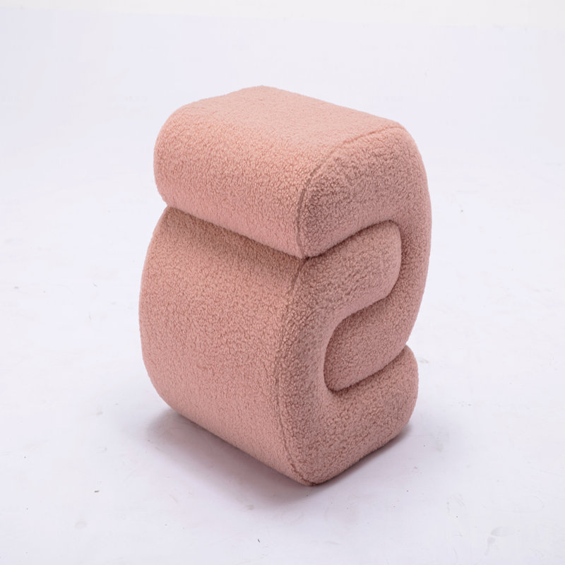 Tabouret de maquillage avec repose-pieds Teddy, Rose