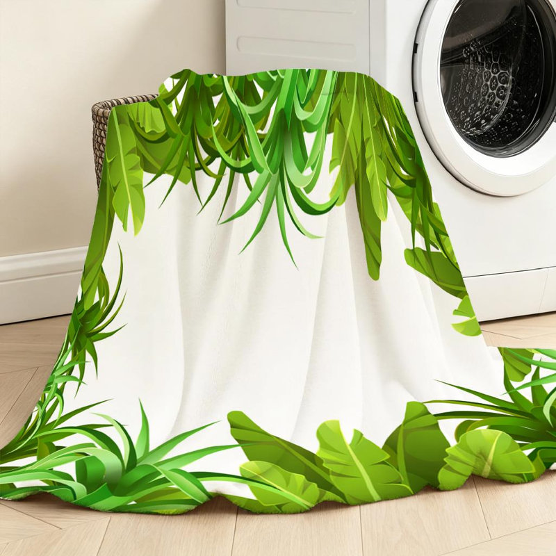 Jeté en flanelle verte molletonnée, imprimé jungle unie, Jeté 30 po x 40 po