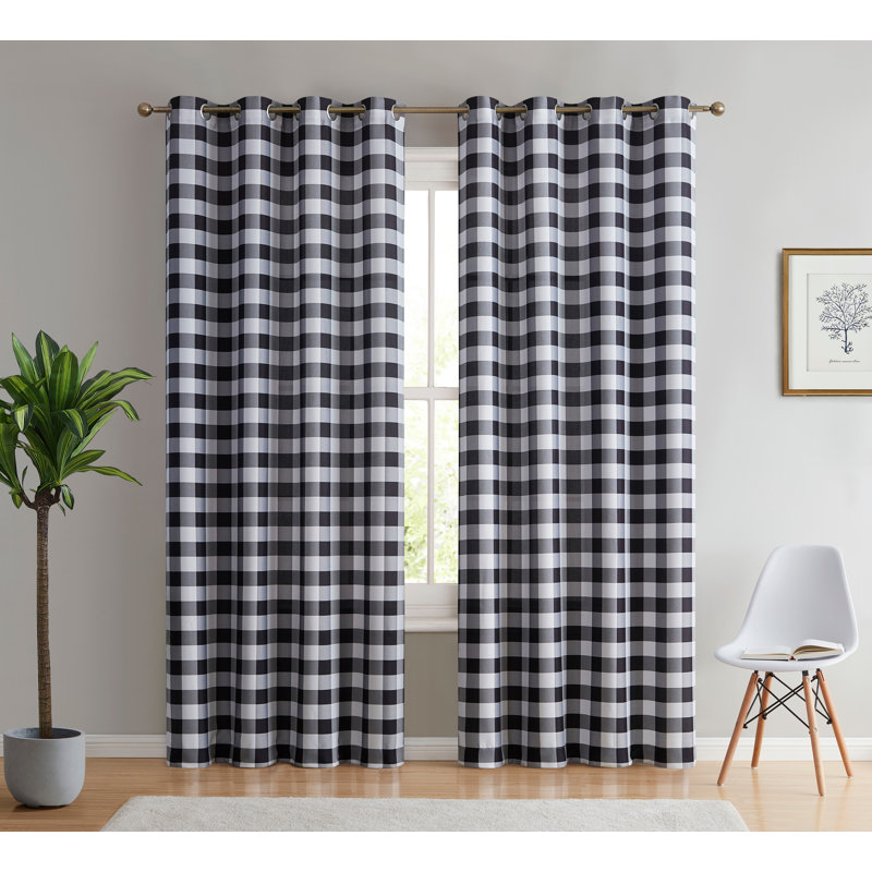Fallbrook Polyester Light Filtering Curtain, Black, 54" W x 96" L
