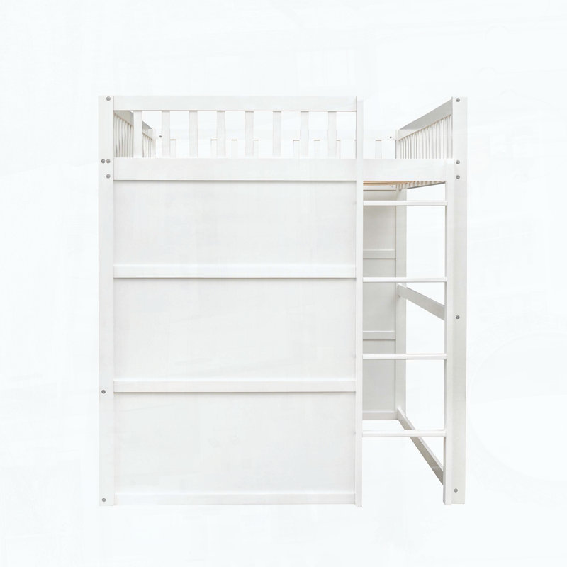 Lit mezzanine avec échelle House, Lit double, Blanc + gris