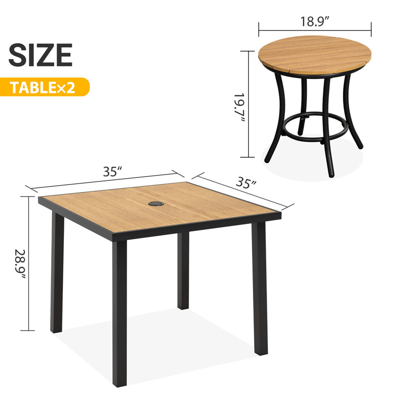 Table de salle à manger d'extérieur en aluminium Loddon, Jaune