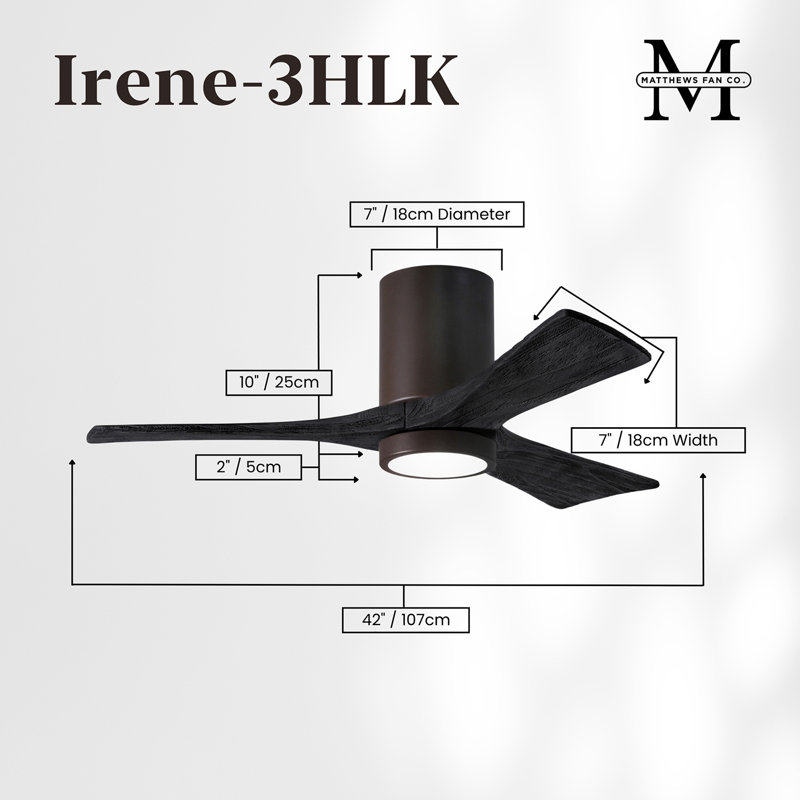 Irene LED Ceiling Fan, Textured Bronze, Matte Black, 42"