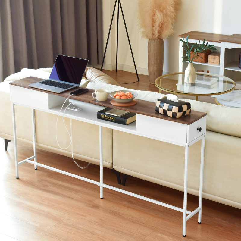 Petracca 63" Storage Console Table with Drawers, White