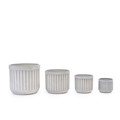 Pot de fleurs 4 pièces en céramique de couleur crème, pot de fleurs moderne pour divers environnements, toutes saisons, drainage intégré, pot de fleurs d'une profondeur de 14,27 po, jardinière de jardin, rebord de jardin ou de fenêtre, dimensions X