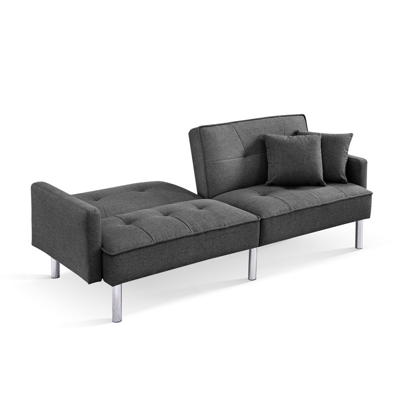 Degmo 84.6'' Upholstered Convertible Sofa, Dark Gray 100% Polyester