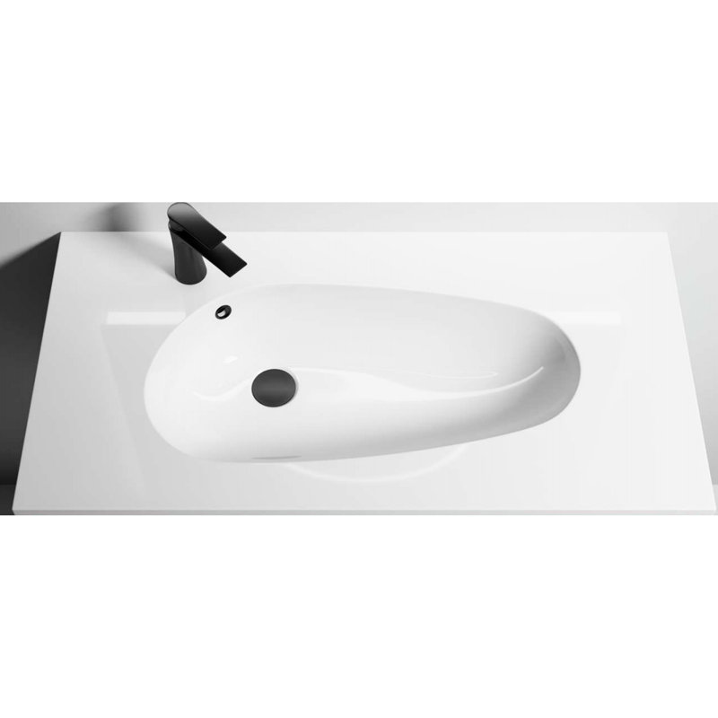 36" Drop - Shaped Resin Bathroom Sink, Single Hole, Gloss White, 29.7 Lbs Net, No Cabinets Or Drainage Installations Bundle White Sink With Faucet Pop Up Drain