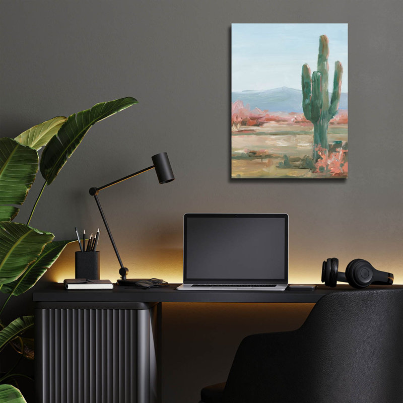 Art mural en verre Saguaro Cactus Study 2 'par Ethan Harper, H 16 po x l 12 po