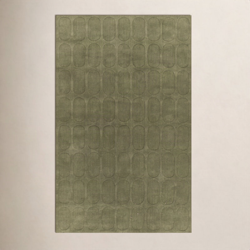 Tapis vert en laine tissé à la main Thando 2 pi x 3 pi, 2 pi x 3 pi