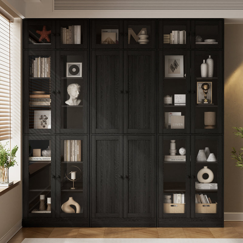 86.7'' H X 70.9'' W Book Cabinet Storage Bookcase Set, Black