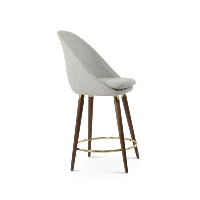 Tabouret Avanos DR, Argent, Tabouret de comptoir (siège d'une hauteur de 23,2, Noyer / doré