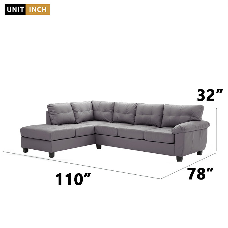 Faux Leather L-Shaped Sectional Left Hand Facing