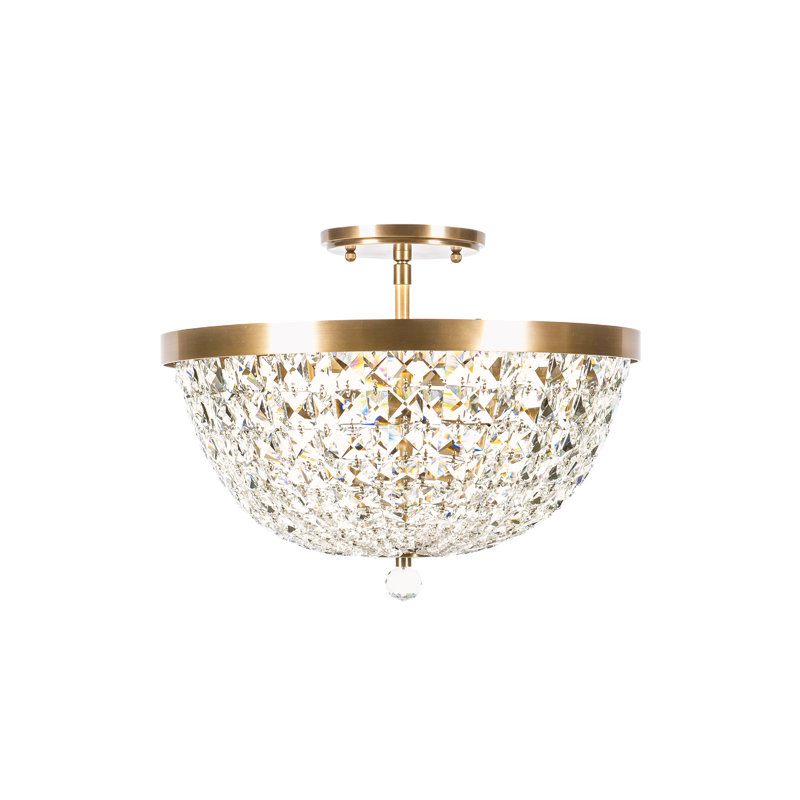Plafonnier semi-encastré 3 lumières Crystal Baller Crystal, Bronze Antique