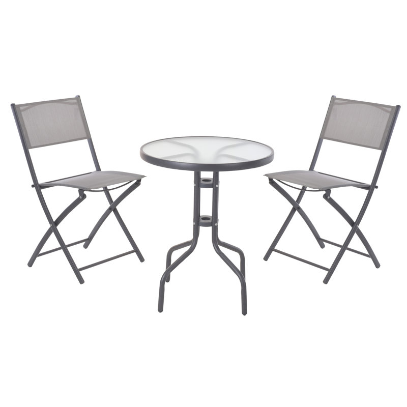 Magno 2 - Person Patio Dining Set with Round Table, Grey