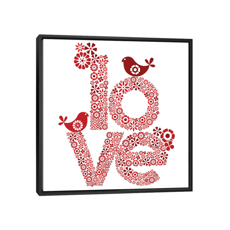 " Red Love " by Valentina Harper, 18" H x 18" W x 1.5" D, Black Framed