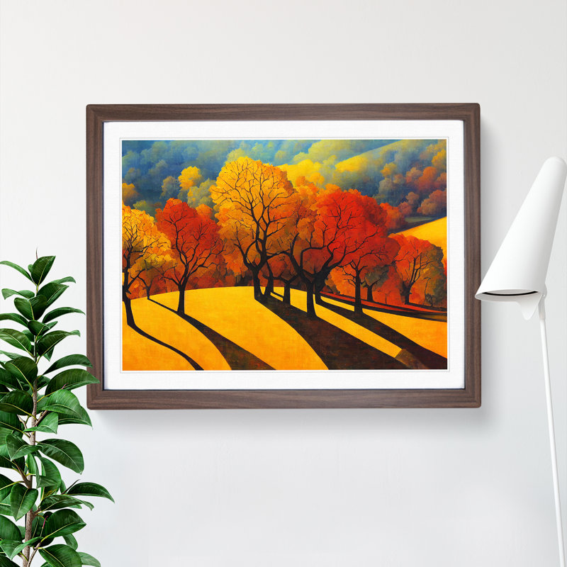 Evocative Autumn Forest - Framed Print, 25cm H x 34cm W x 2cm D, Walnut