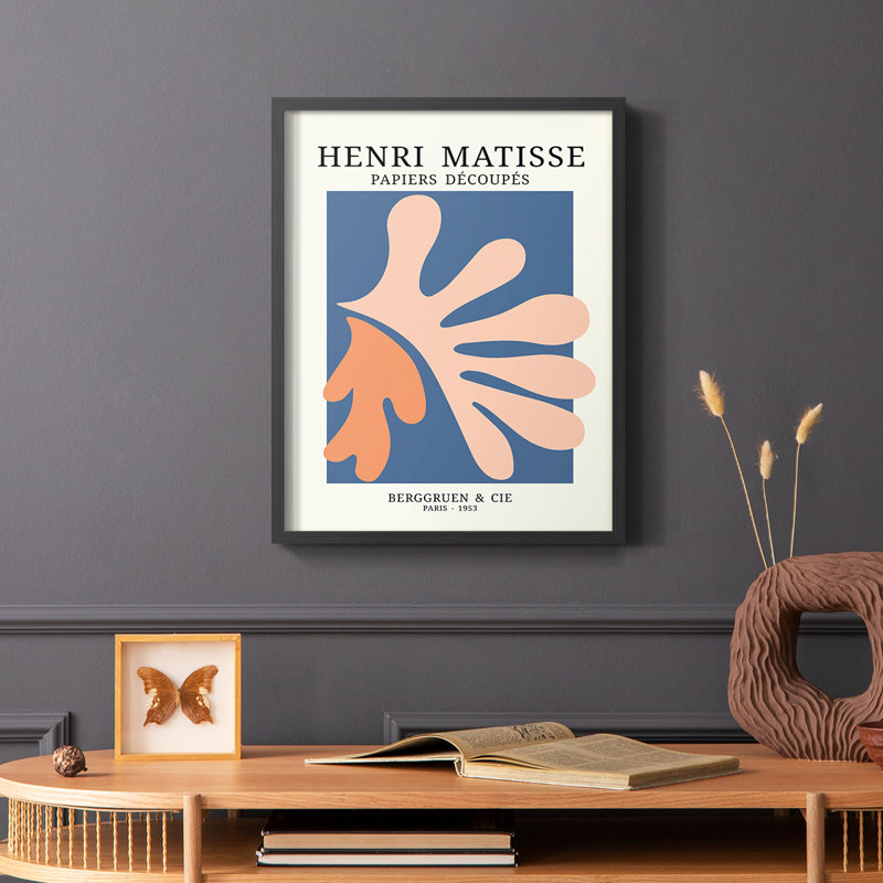 Matisse CDVII, reproduction encadrée - bois massif, Cadre simple noir, H 20 po x l 16 po