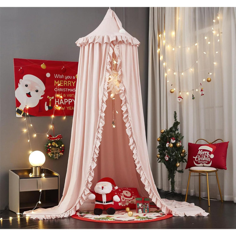Lit à baldaquin pour les filles, princesse ronde dôme moustiquaire de rêve, chambre de filles, château, tente de jeu, maison suspendue, décoration, coin lecture