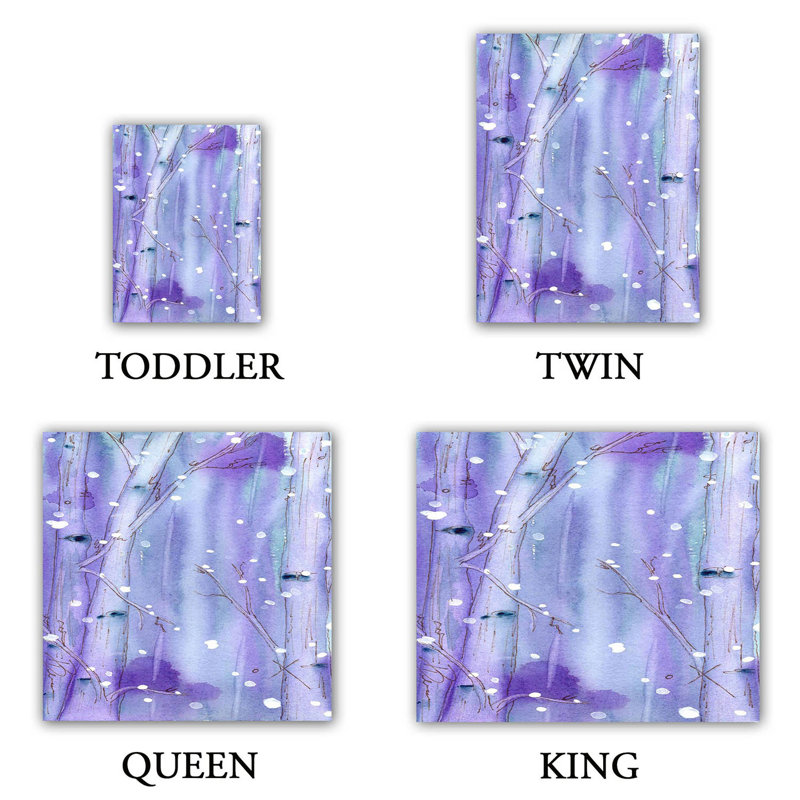 Ensemble de housse de couette minuit snow dans le aspen trees, 1 housse + 2 taies très grand lit