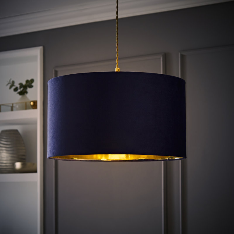 Aguie Linen Blend Drum Lamp Shade ( Slip-On ) in Blue, 25" H x 45" W x 45" D
