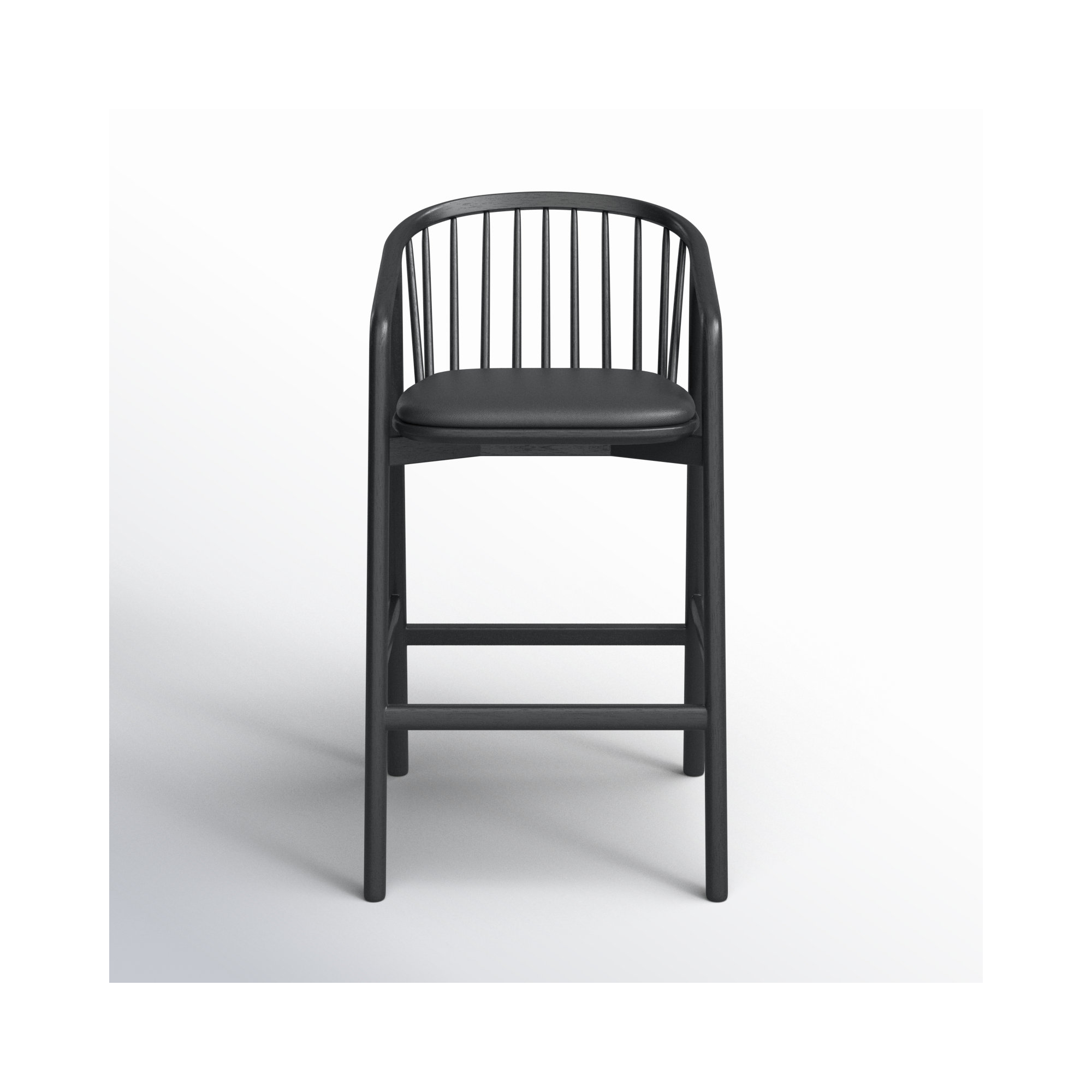 Buffolino Vegan Leather Bar & Counter Stool, Black, Bar Stool (30" Seat Height)
