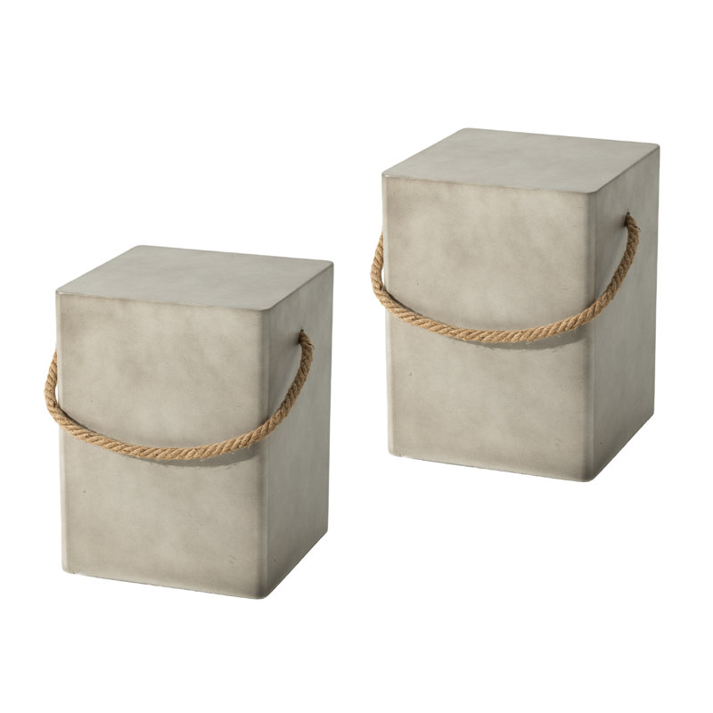 Nayara Rectangular Outdoor Side Table , 15.1'' in. W 13.9'' in. D, Concrete Gray, 2