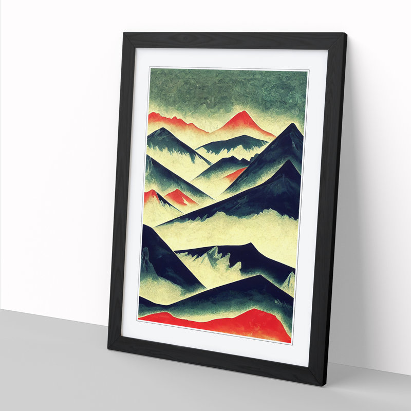 Mountain Painting - Picture Frame Print, 34cm H x 25cm W, Walnut