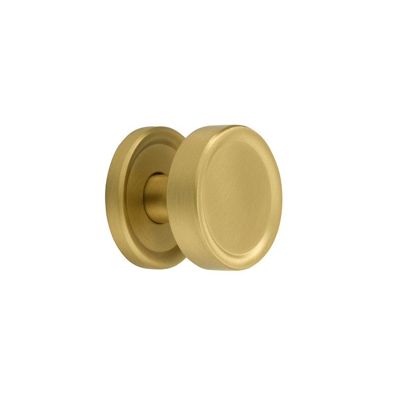 Poignée ronde Art déco, Laiton brossé, H 0,98 po x l 0,98 po x P 0,98 po