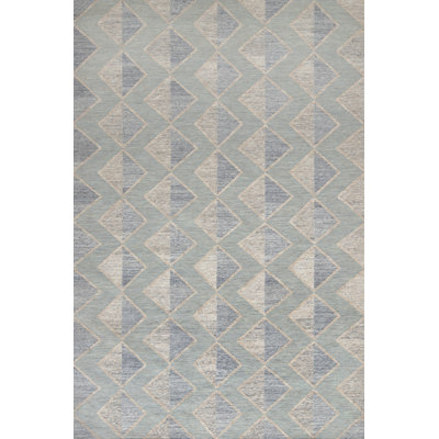 Textures Wool Geometric Area Rug in Blue