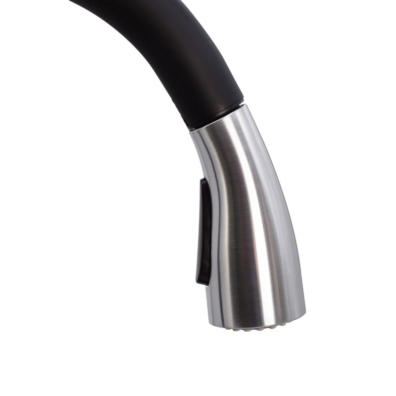 Westbrass Pull Down Spray Touch Kitchen Faucet, Matte Black/Stainless Steel