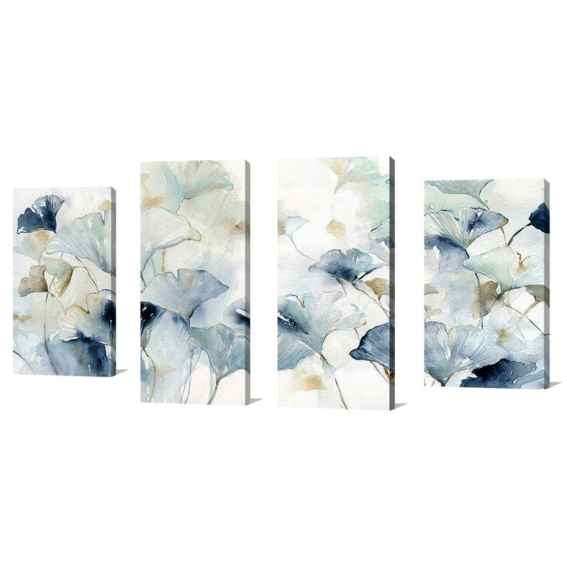 Glorious Ginkgo - Ensemble de 4 toiles tendues, H 38 po x l 72 po x P 1,5 po