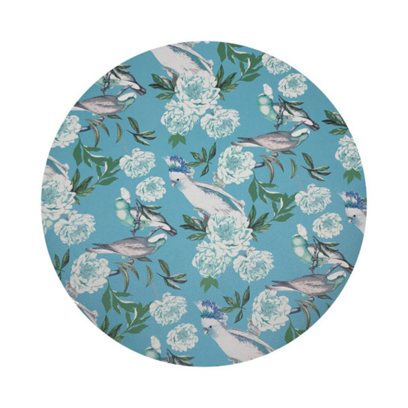 Peony Inspira Breakers Vegan Leather Round Coasters, Azur