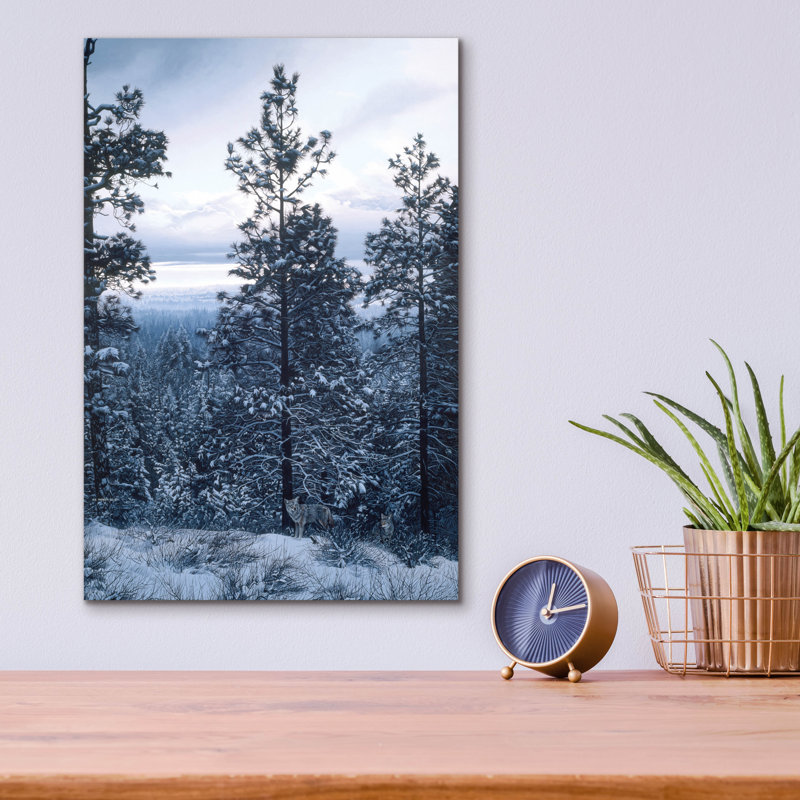 «Evening Silhouette-Coyotes» par Ron Parker, art mural en verre acrylique,, H 16 po x l 12 po x P 0,13 po
