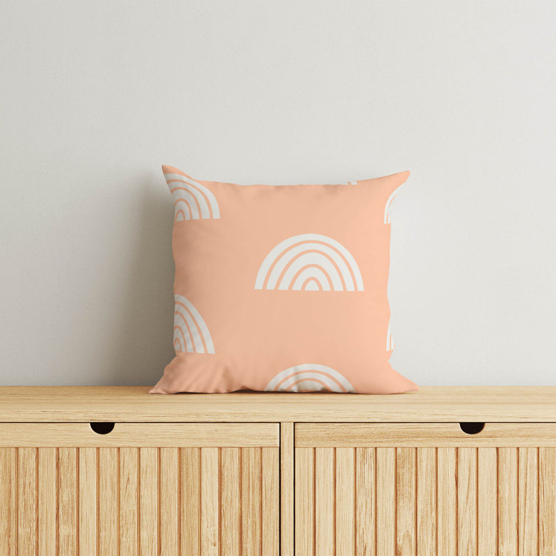 Coussin Plain Bows Match, Pêche / orange / ivoire, H 26 po x l 26 po