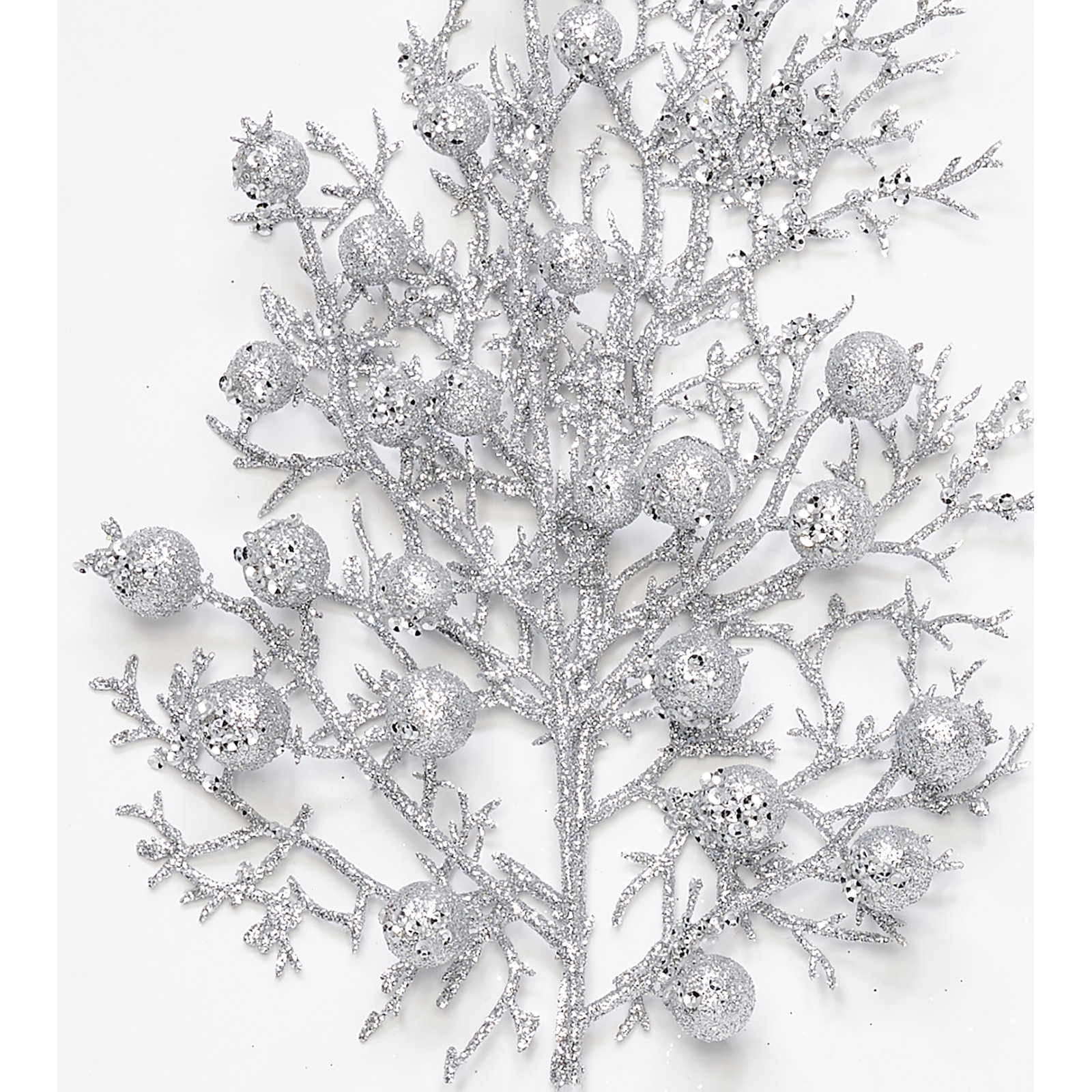 Glitter Berry Floral Stems, Silver