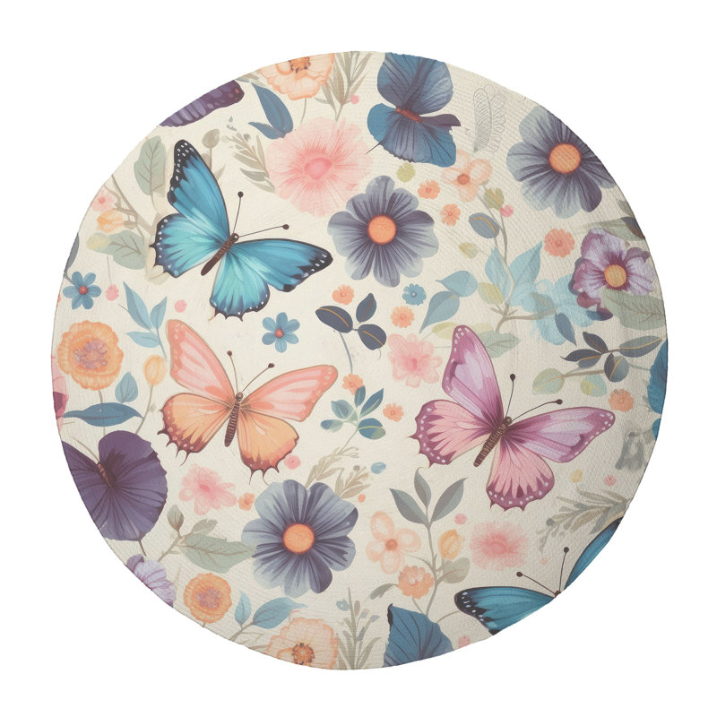 Tapis tressé Flutter Bloom, Rond 5 pi