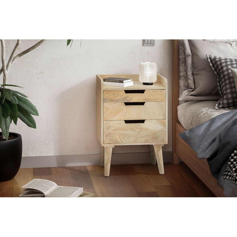 33cm W Solid Wood Bedside Table