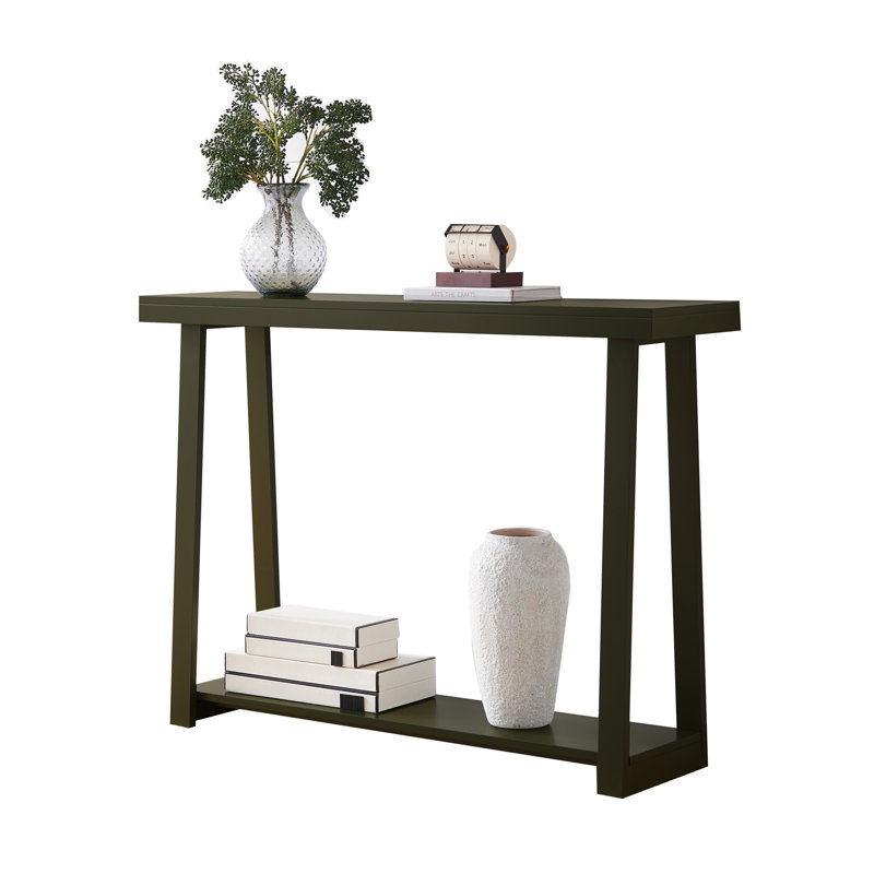 36 Inch Modern Wood Narrow Console Table with 2-Tier Storage Shelf for Entryway or Living Room, Slim Sofa Table for Hallway or Behind Couch - Caviar