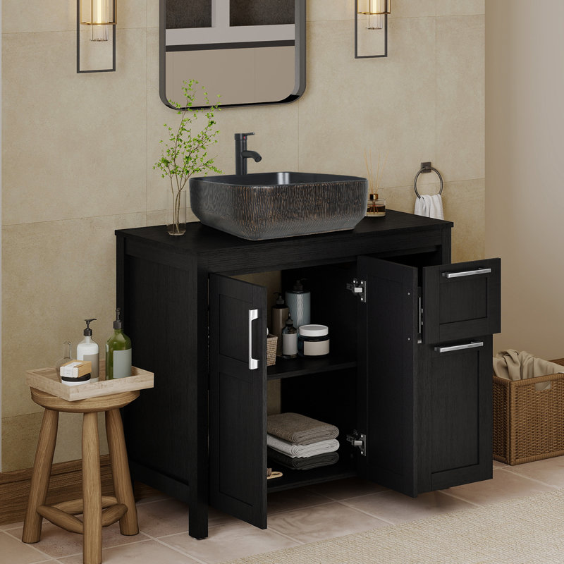 Ensemble de meuble-lavabo simple 36 po avec lavabo 36 po, Noir