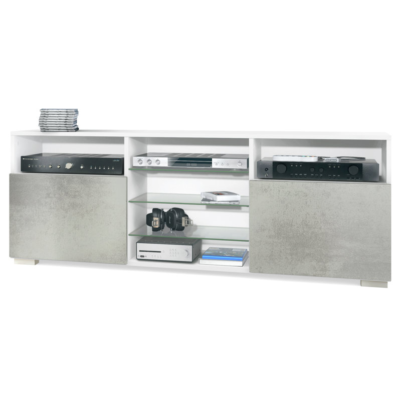 Aviraaj Unfinished Entertainment Centre for TVs up to 65",  White/Concrete Oxide Look