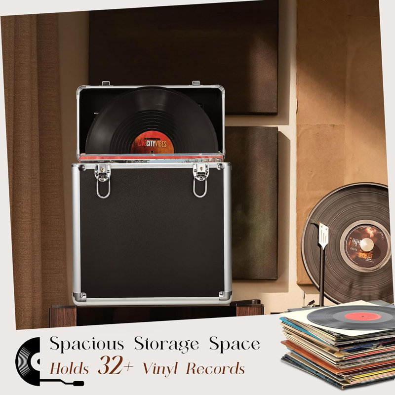 Record Storage Case LP Album Collection Display Box Aluminium Water Resistant
