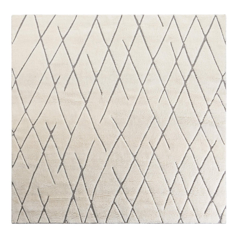 Tureka Hand-Knotted Wool Geometric Area Rug , Square 7'10"