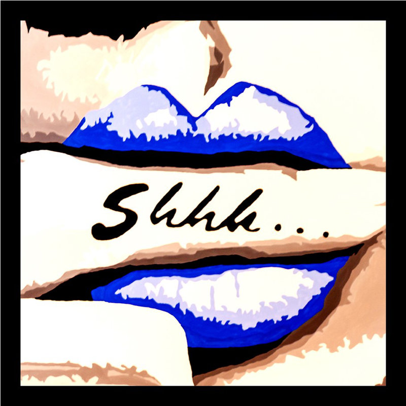 Shhh lèvres, reproduction d’art encadrée, H 24 po x l 24 po x P 1 po