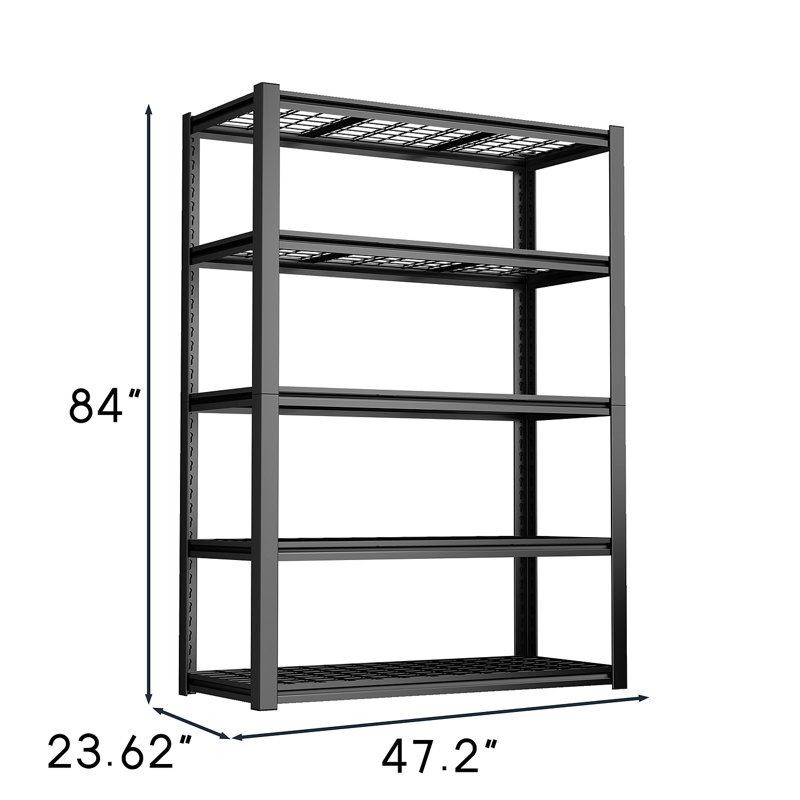 Étagère de rangement en métal de 47 pouces de large, étagère de rangement en acier robuste résistante à l'humidité et imperméable à 5 couches. Conçu pour le rangement d'entrepôt (garde-manger, usage industriel).