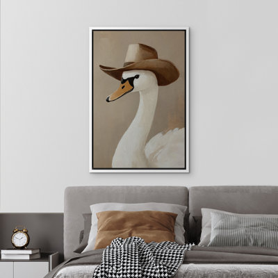 Impression sur toile Cowboy Swan Bird Western Decor