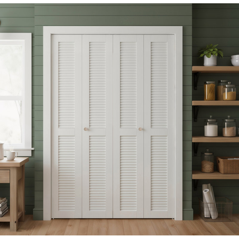 Porte pliante en bois massif manufacturé pré-percée avec trousse de quincaillerie d'installation, 60 po x 80 po